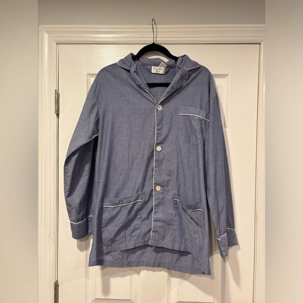 Christian Dior Vintage Pinstriped Pajama Top